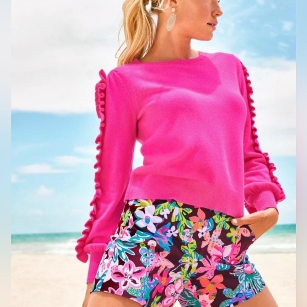 Lilly Pulitzer Arabeth Stretch Shorts Cherry Ganache Bohemian Garden size 00 NWT